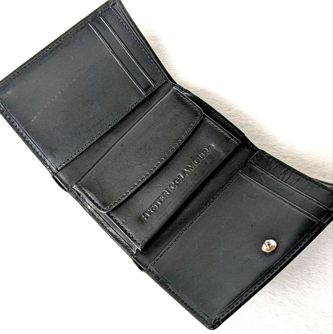 完売品 ヒステリックグラマー 三つ折り財布 スタッズ レザー 黒 ウォレット