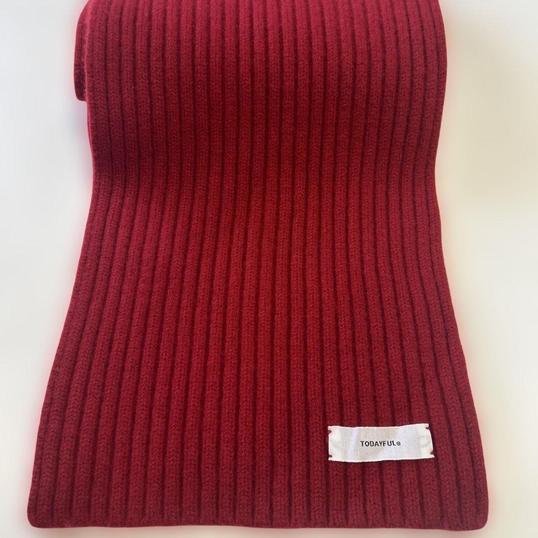 TODAYFULトゥデイフルRib Knit Mufflerリブニットマフラー赤