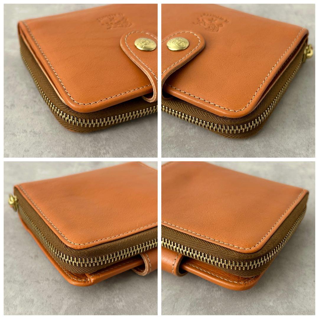 【美品✨️】IL BISONTE 2つ折り財布 ラウンドジップ ヤケヌメ