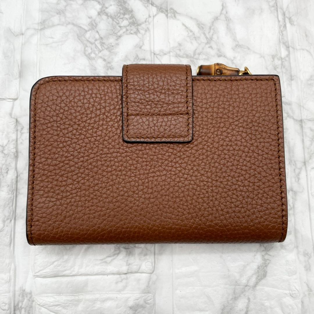 未使用級✨GUCCI 二つ折り財布 バンブー GG マーモント レザー　キャメル