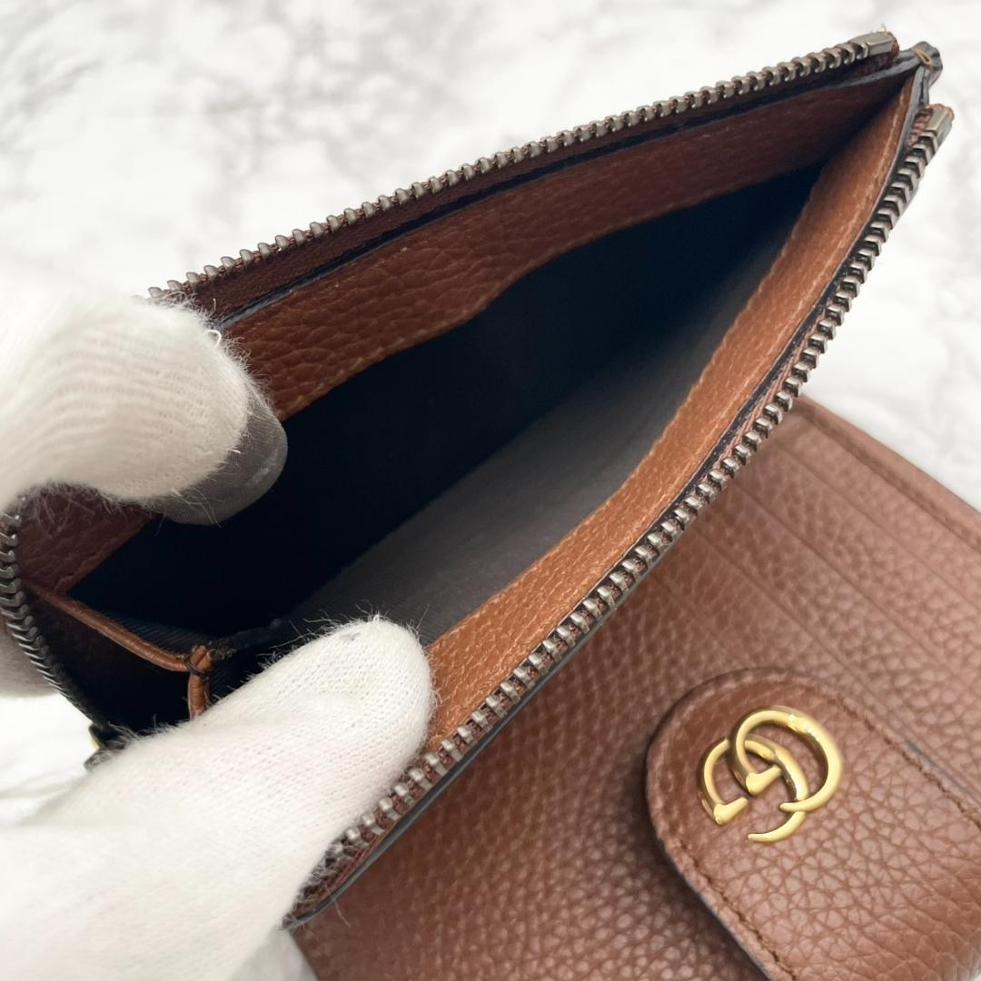 未使用級✨GUCCI 二つ折り財布 バンブー GG マーモント レザー　キャメル