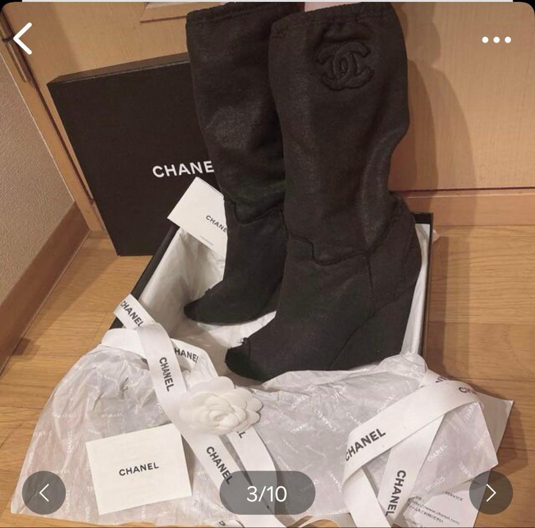 CHANEL オープントゥブーツ 24.5cm