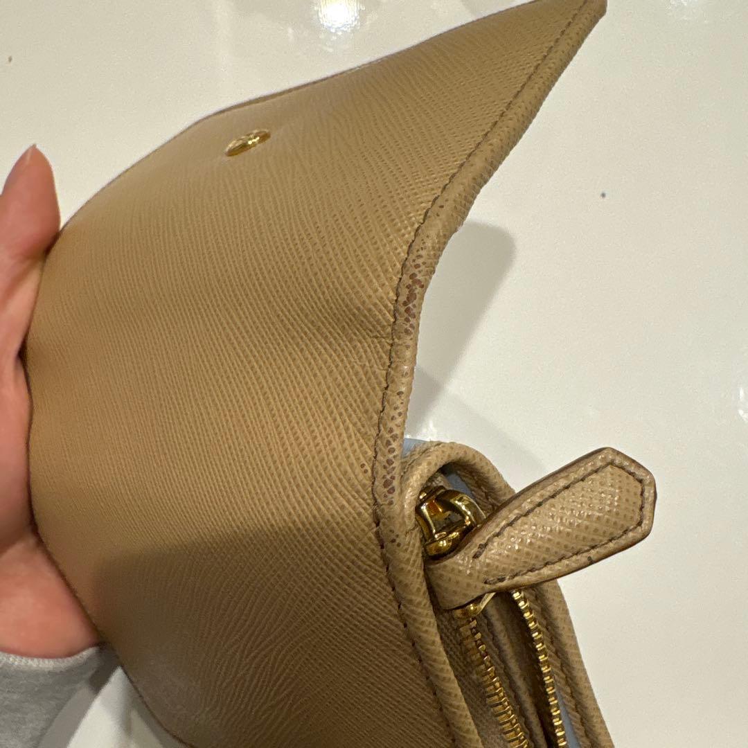 PRADA 二つ折り財布 ベージュ/ブルー