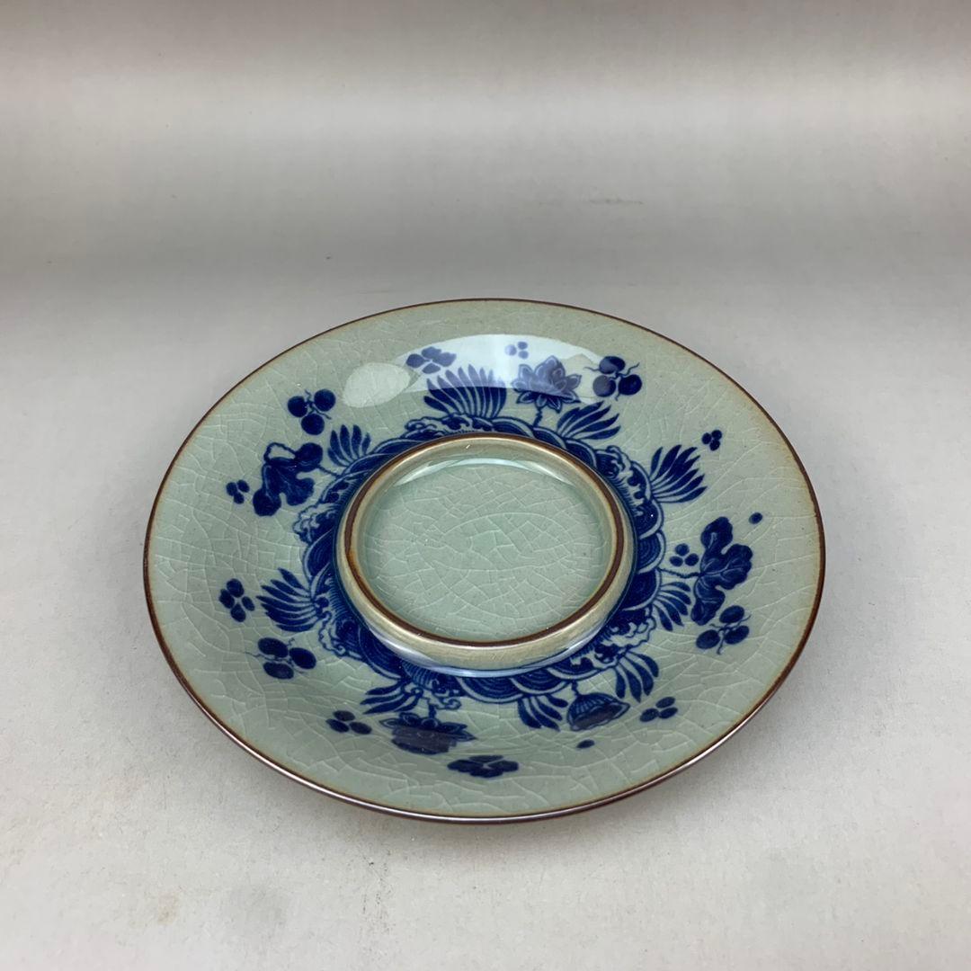中国茶器 景徳鎮 陶磁器 鯖藻紋開片三才蓋碗 茶道具 工芸品 置物