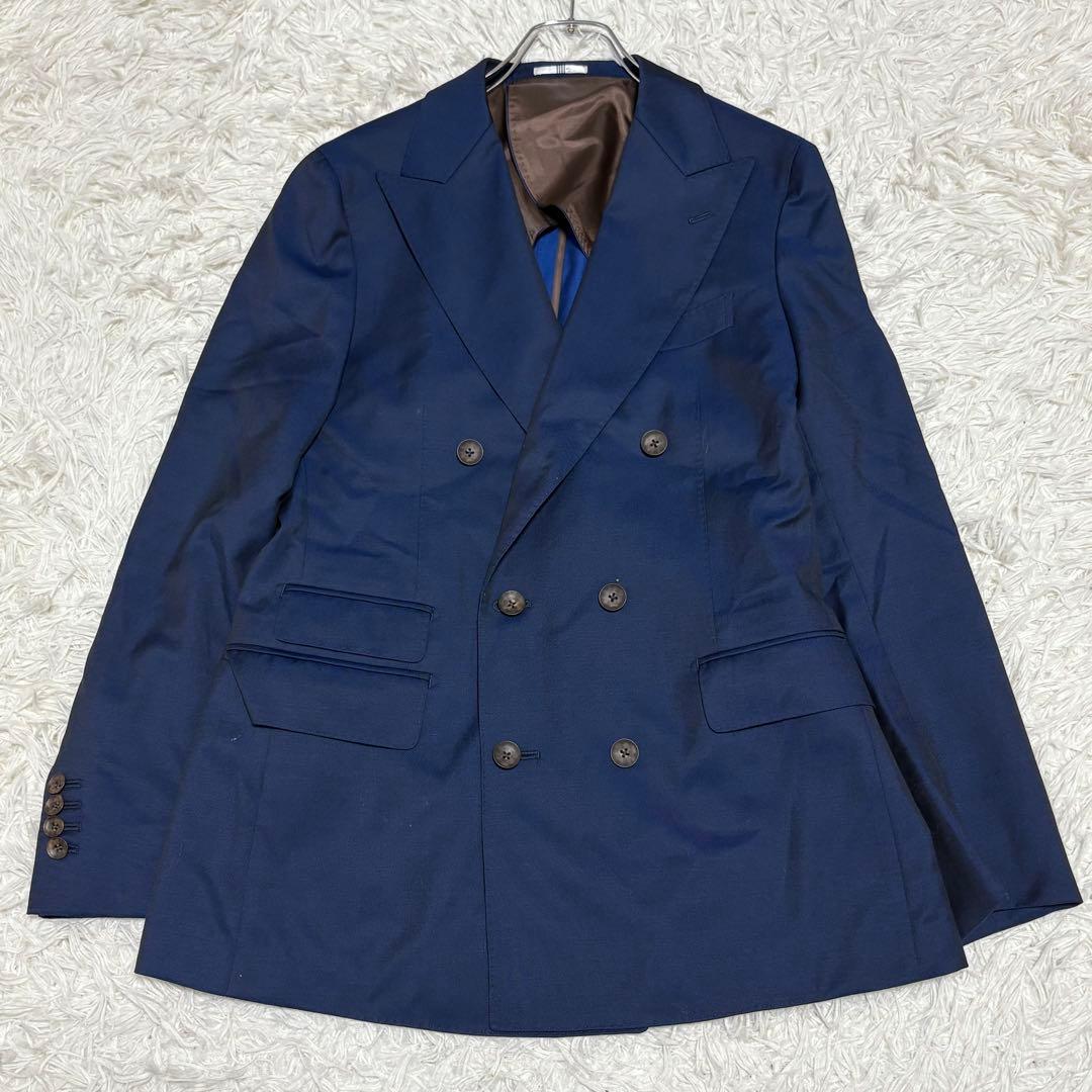 菅田将暉 ダブル スーツ セットアップ ネイビー 玉虫カラー ペイズリー