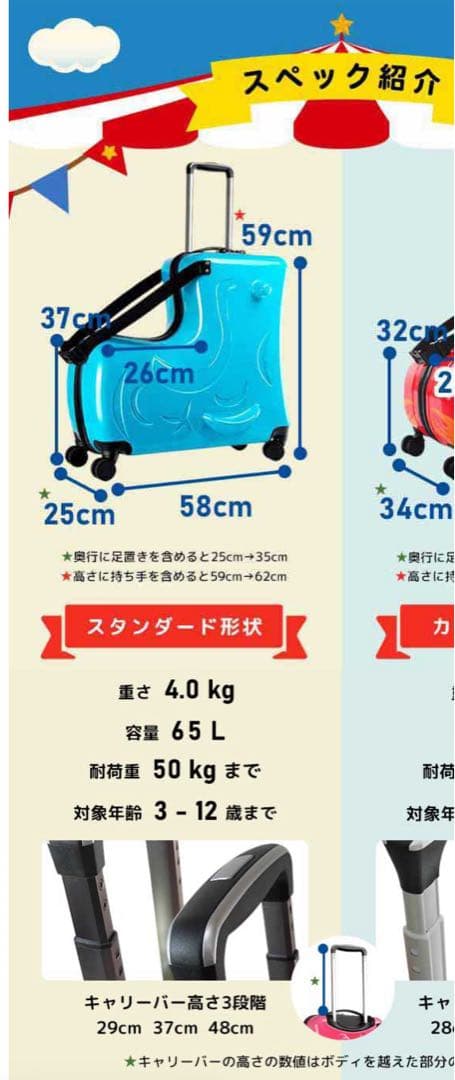 【キャスターロック付き】ノリッコ 子供が乗れるキャリーケース　キッズ旅行