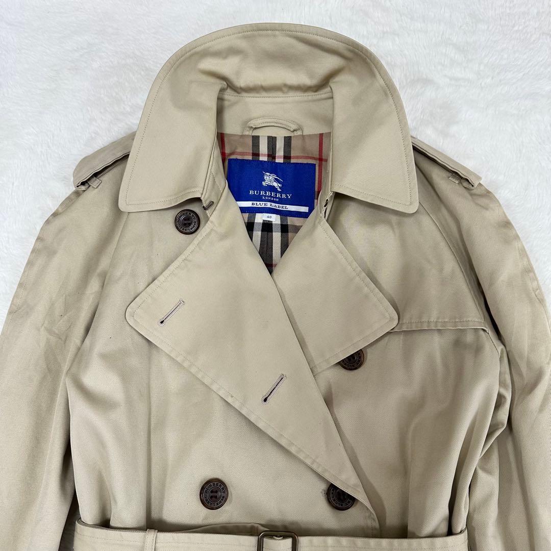 バーバリーブルーレーベル トレンチコート ノバチェック ロング丈 40（L）