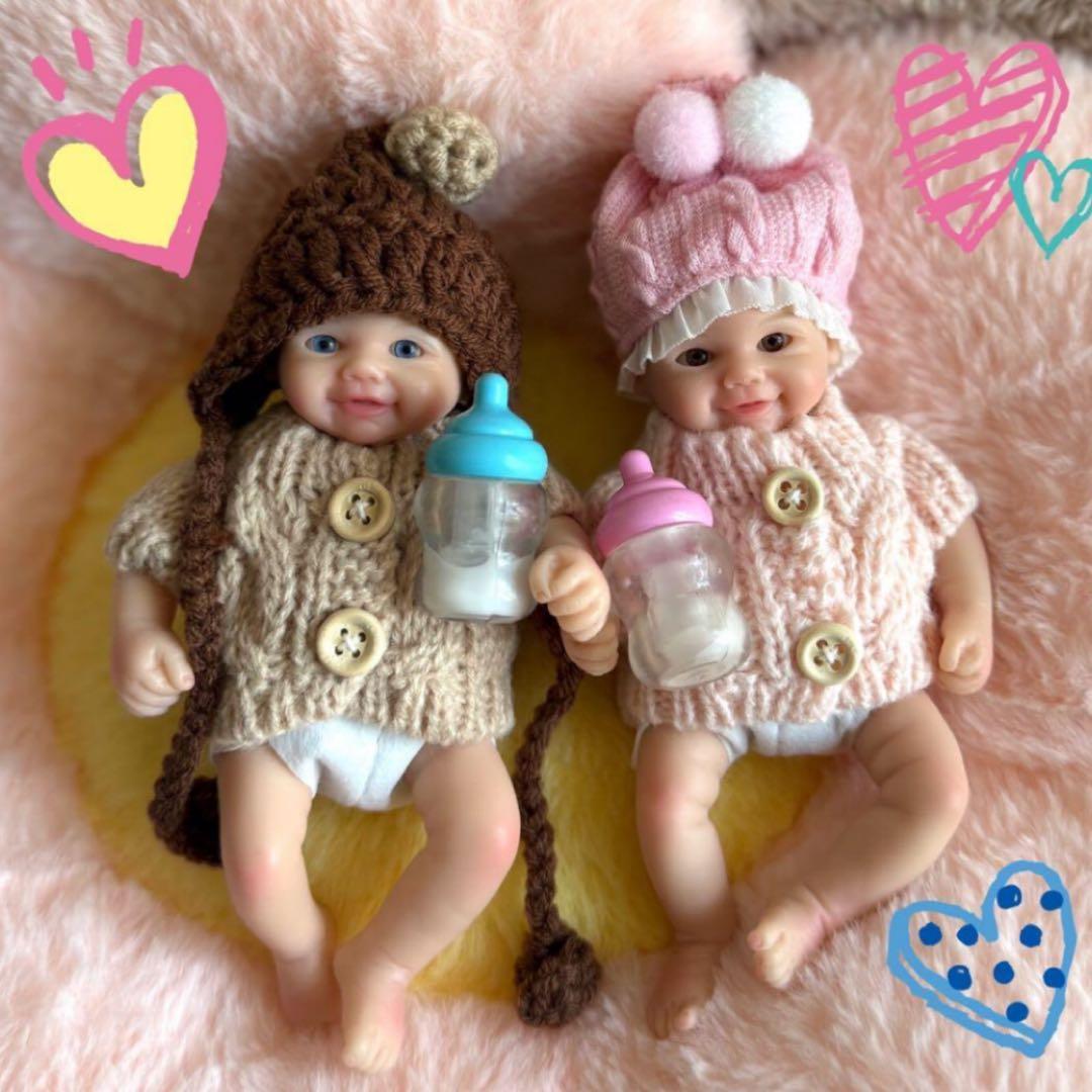 ★新品★リボーンドール フルシリコン 双子ちゃん☆男の子＆女の子 15cm