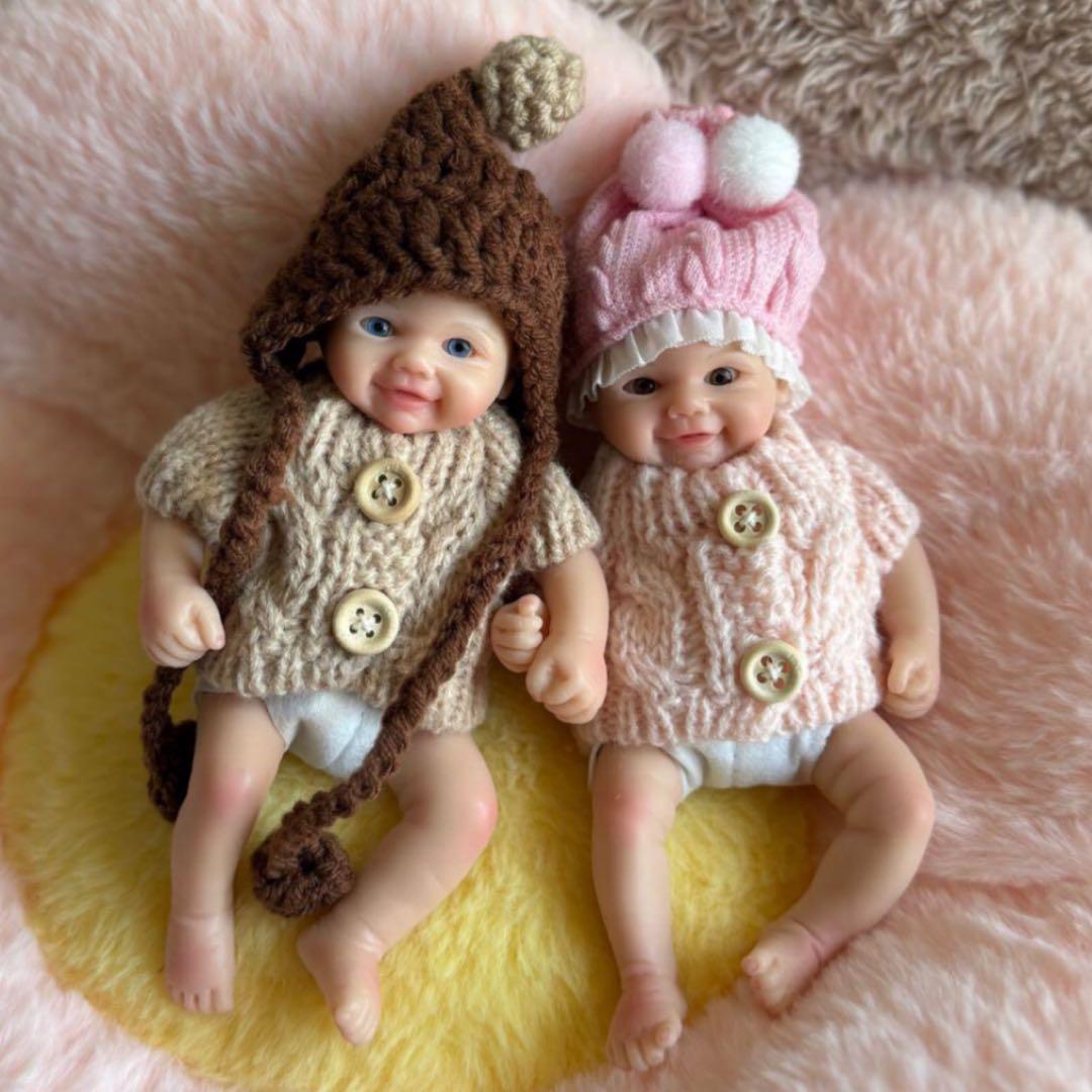★新品★リボーンドール フルシリコン 双子ちゃん☆男の子＆女の子 15cm