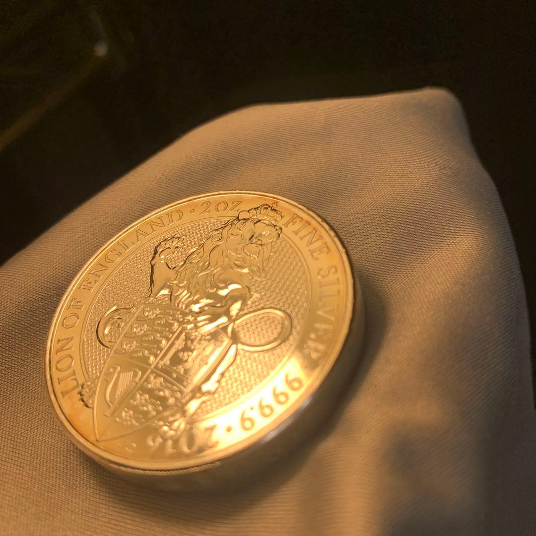 純銀貨 2オンス クイーンズビースト　2016 ライオン・イングランド M5