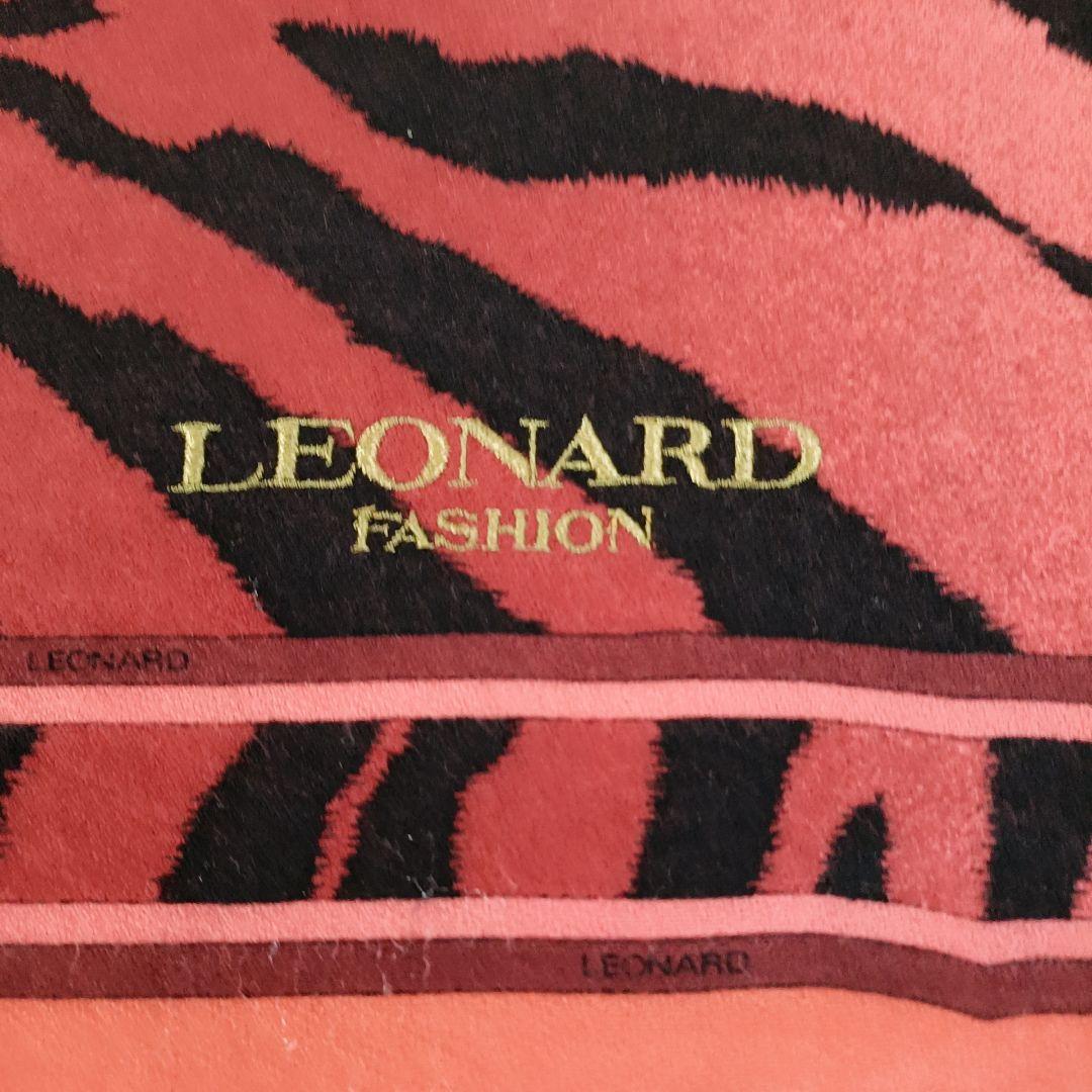 超美品　超大判　LEONARD　マフラー　カシミヤ100％　黒＊赤　日本製