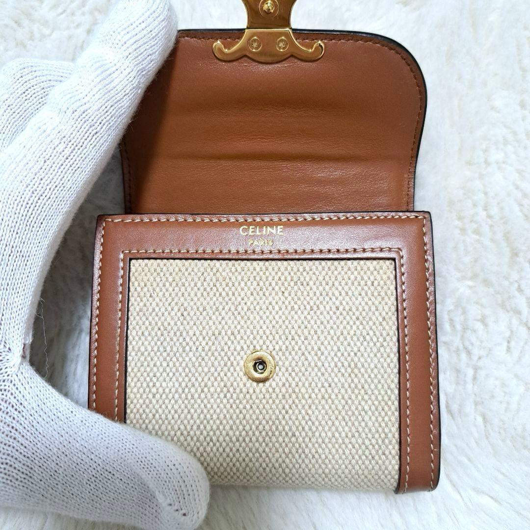 ✨極美品　付属品完備✨セリーヌ　三つ折り　トリオンフ　キャンバス　ブラウン