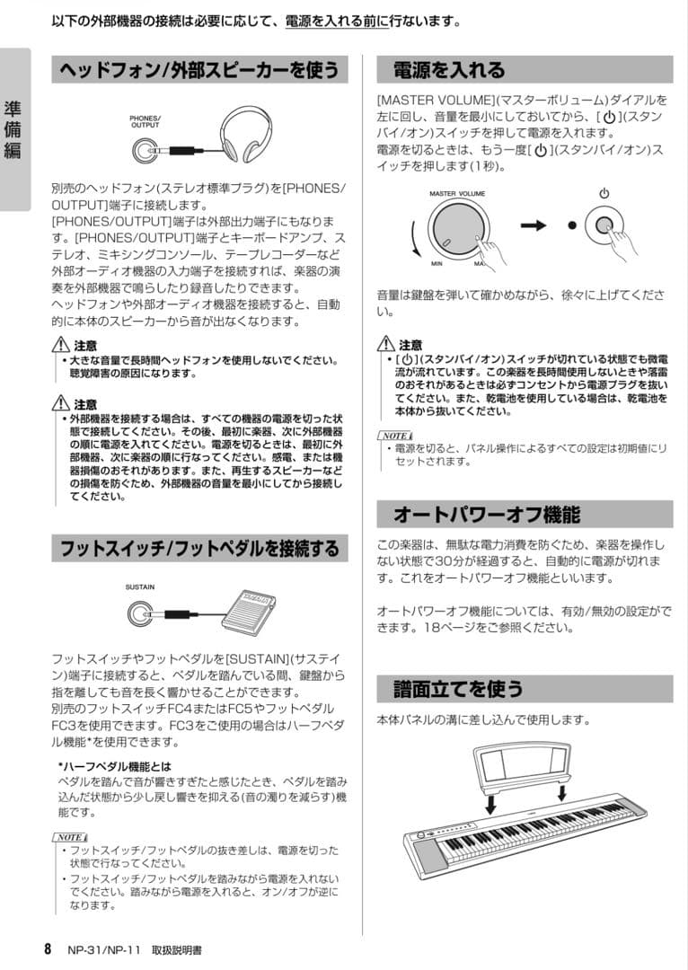 YAMAHA piaggero NP-11 電子ピアノ キーボード スタンド付き