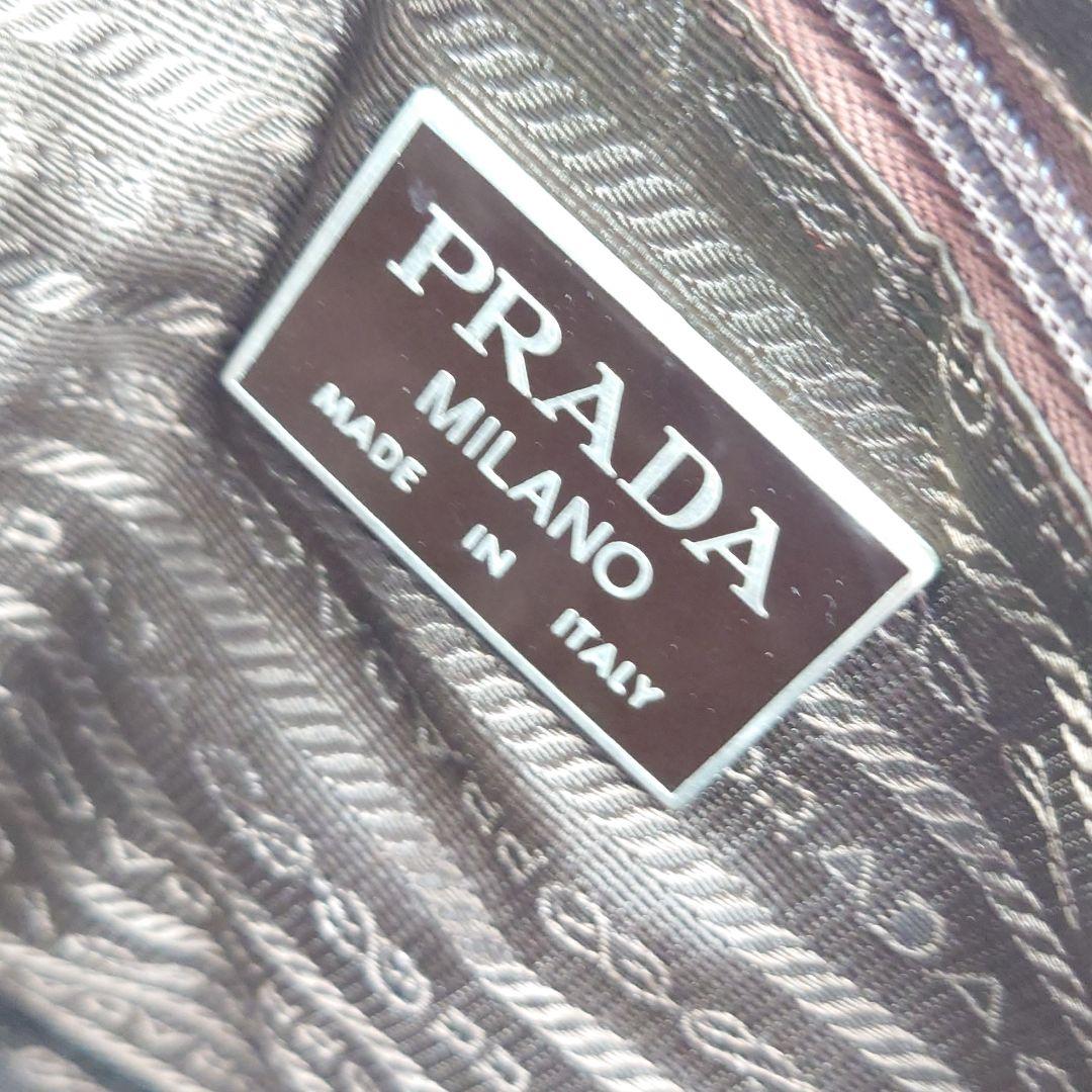 PRADA ボストンバッグ カーキ レザー ナイロン 三角ロゴ プラダ