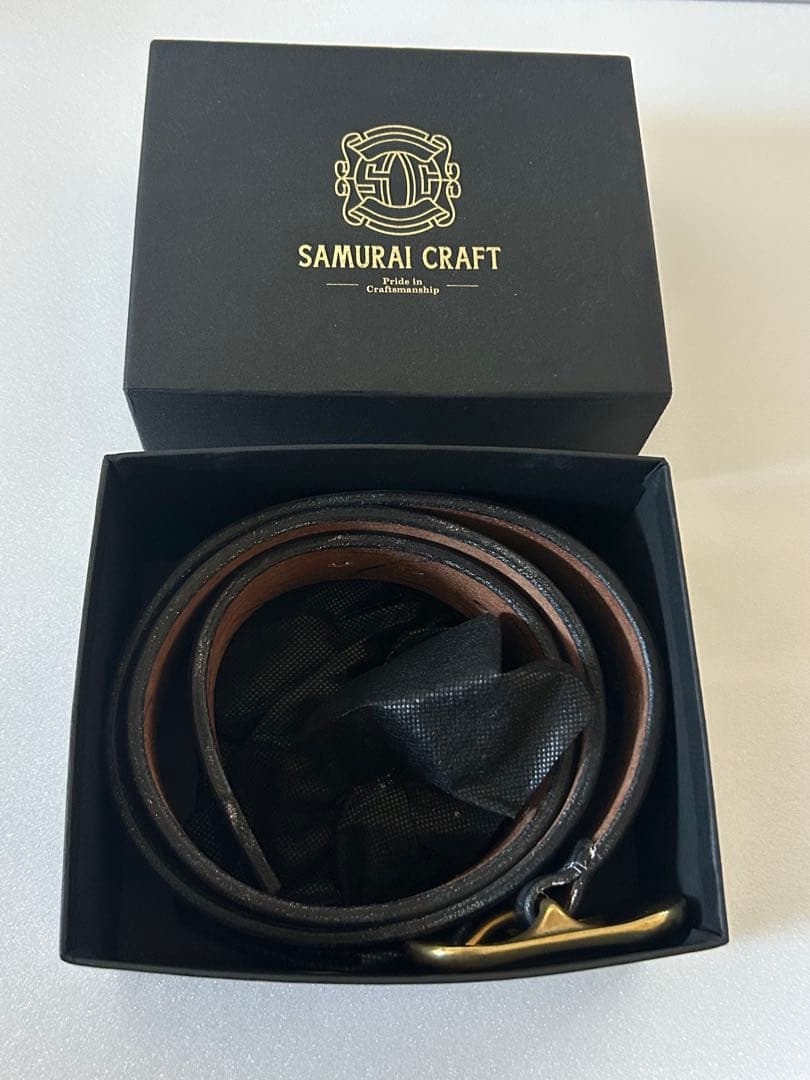 サムライクラフト　SAMURAI CRAFT 黒 レザー ベルト　厚手　本革