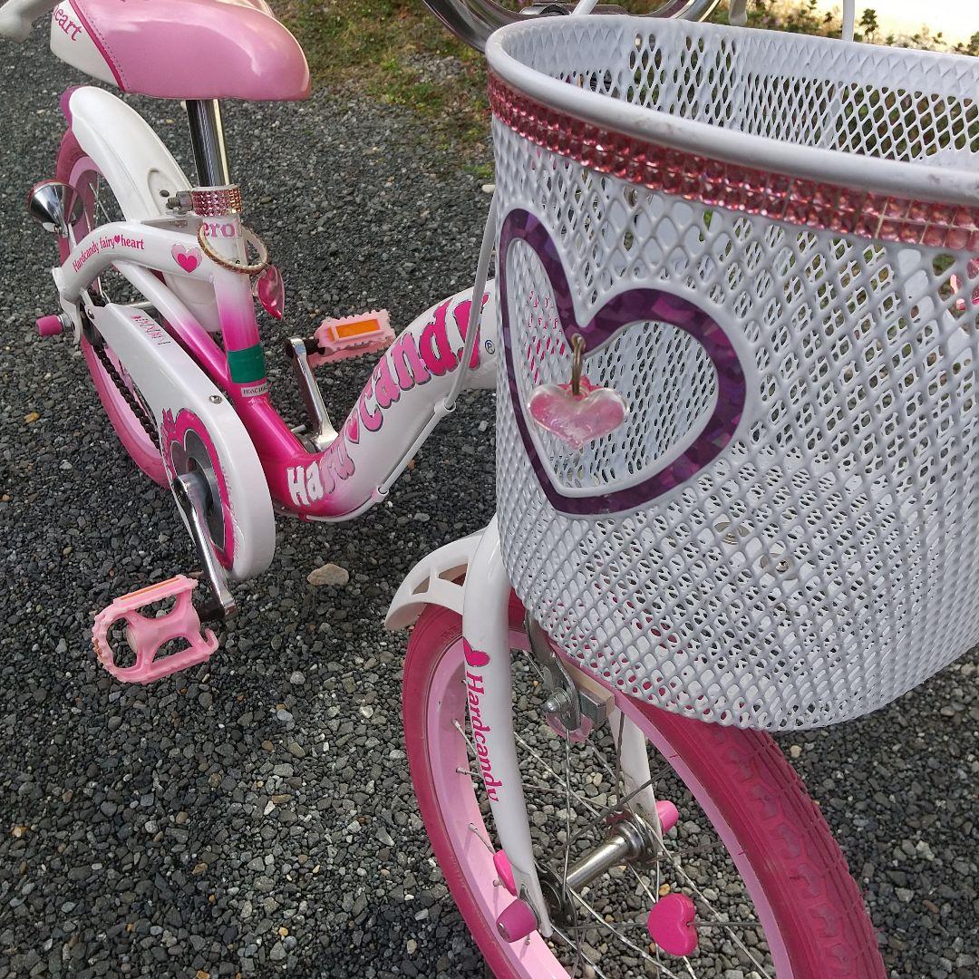 引取限定 幼児用自転車 16インチ ハートモチーフ ピンク 補助輪付き