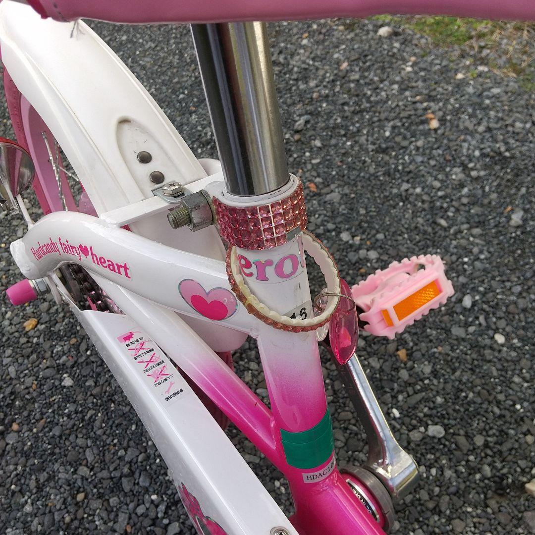 引取限定 幼児用自転車 16インチ ハートモチーフ ピンク 補助輪付き