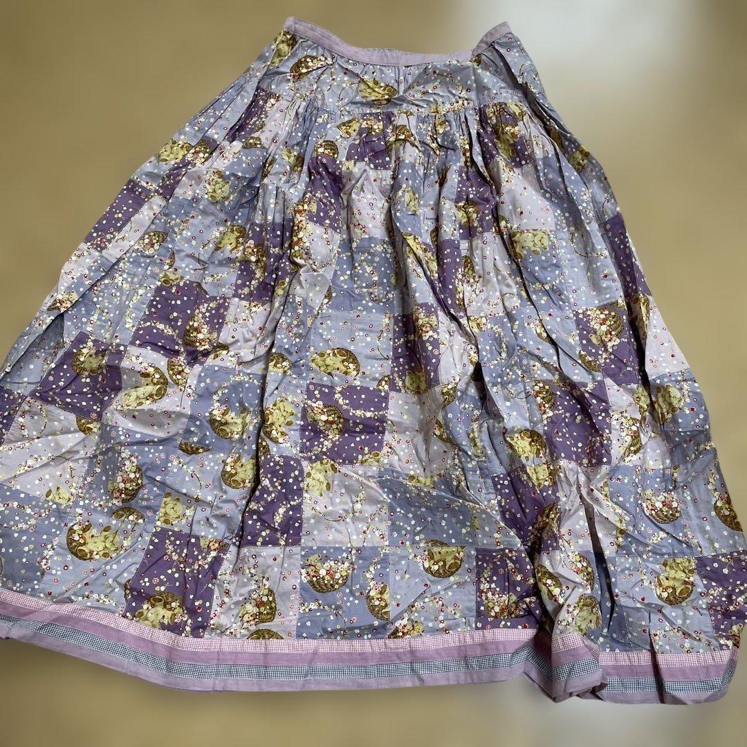 PINKHOUSE くまちゃん パッチワーク ロングスカート ラベンダー 新品