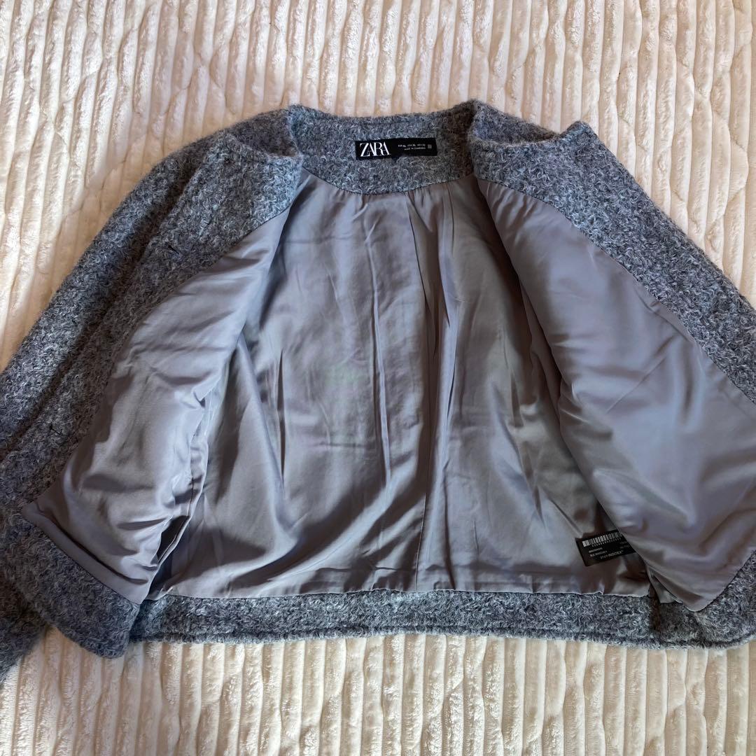 【ZARA】美品 ゴールドボタンブークレジャケット XL ノーカラー ゆったり