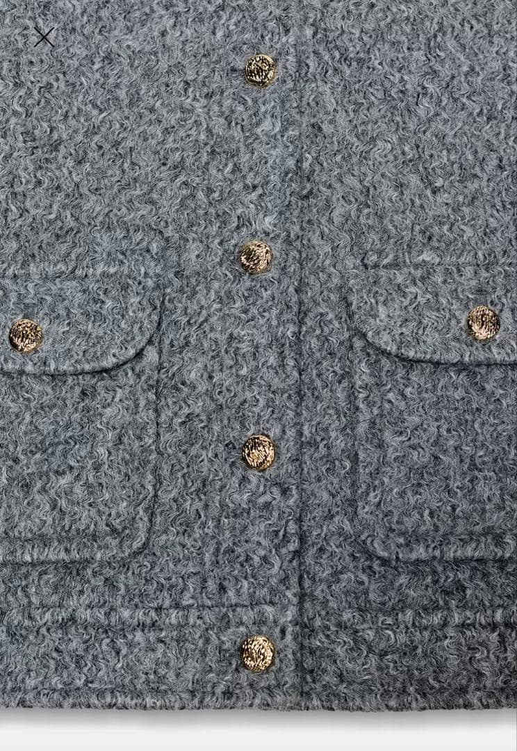 【ZARA】美品 ゴールドボタンブークレジャケット XL ノーカラー ゆったり