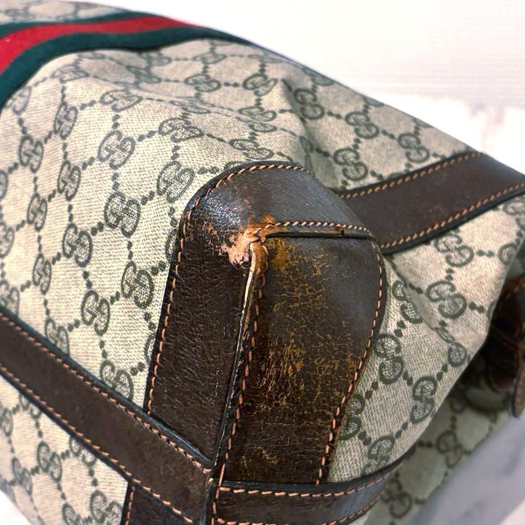 【ジャンク】オールドグッチ　Gucci シェリーライン　ボストンバッグ　PVC