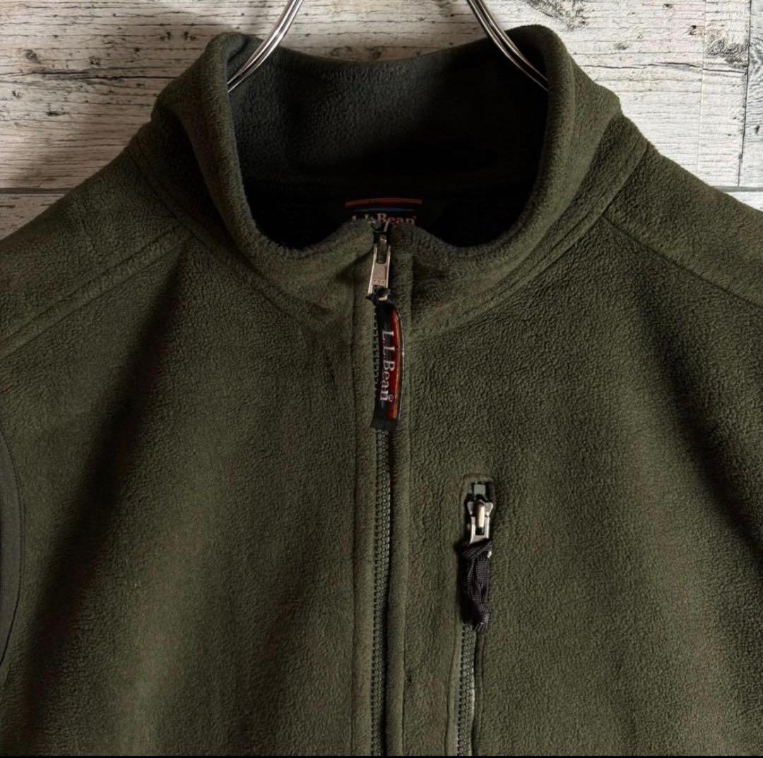 L.L.Bean　エルエルビーン　フリースベスト　フルジップ　カーキ　メンズL