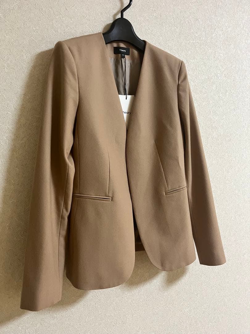 【タグ付き】定価5万セオリー ノーカラージャケット 00 ベージュ
