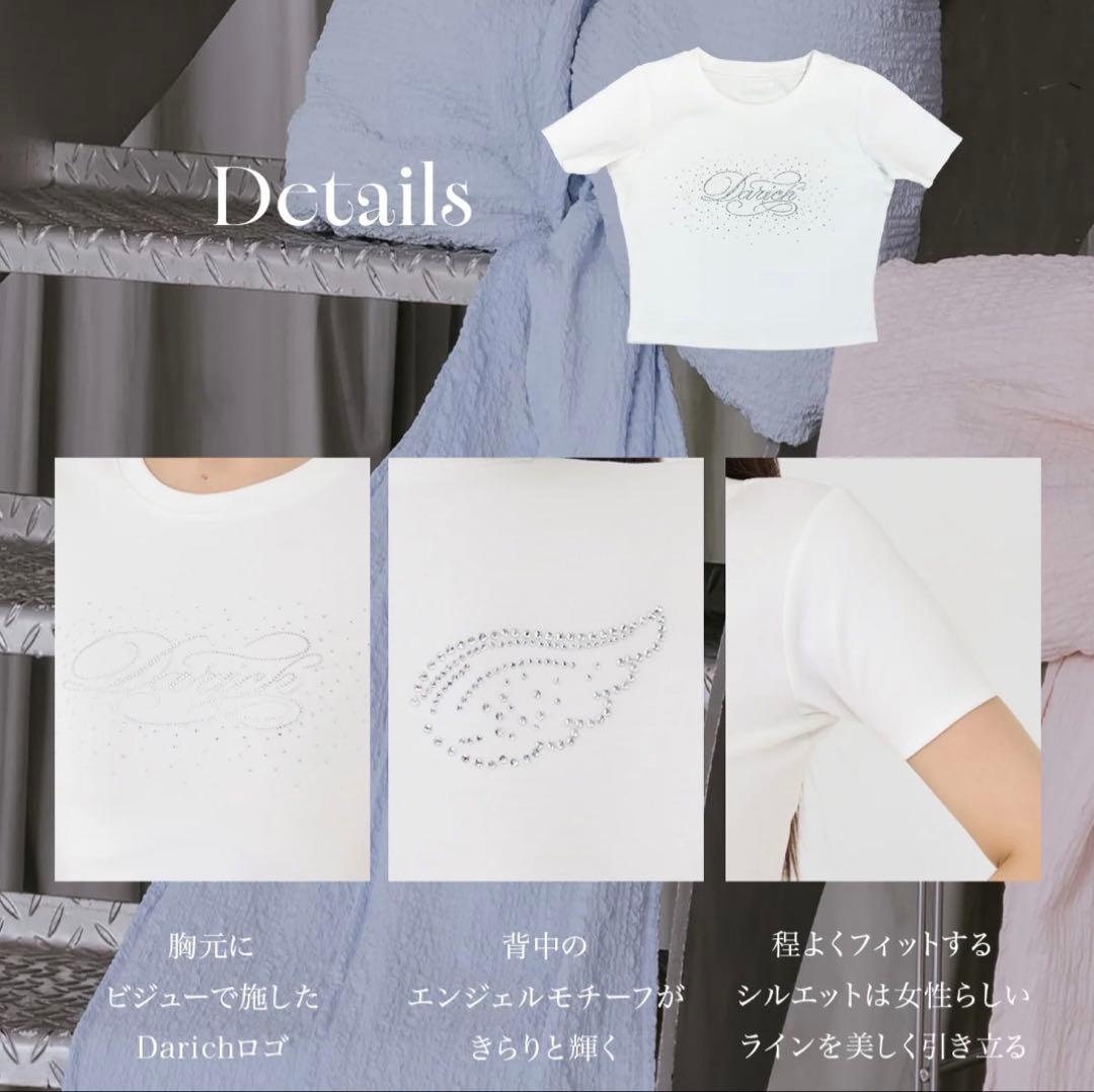 Darich ロゴビジューエンジェルモチーフTシャツ FREE ブラック 黒