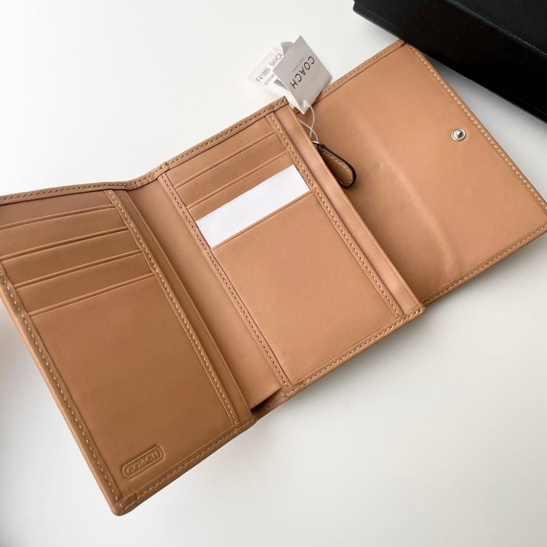 コーチ COACH 折り財布 ハンプトンズ シグネチャー レザー キャメル 新品