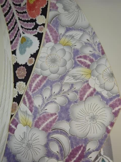 振り袖　正絹　辻が花孔雀柄　未使用品