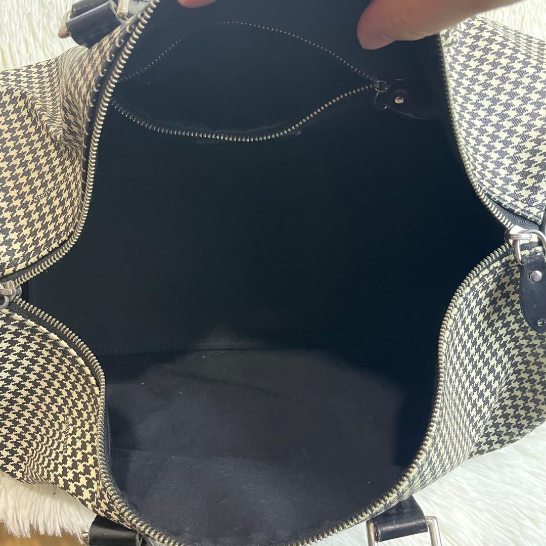 【美品】ポロラルフローレン ボストンバッグ 千鳥格子 2way PVC レザー