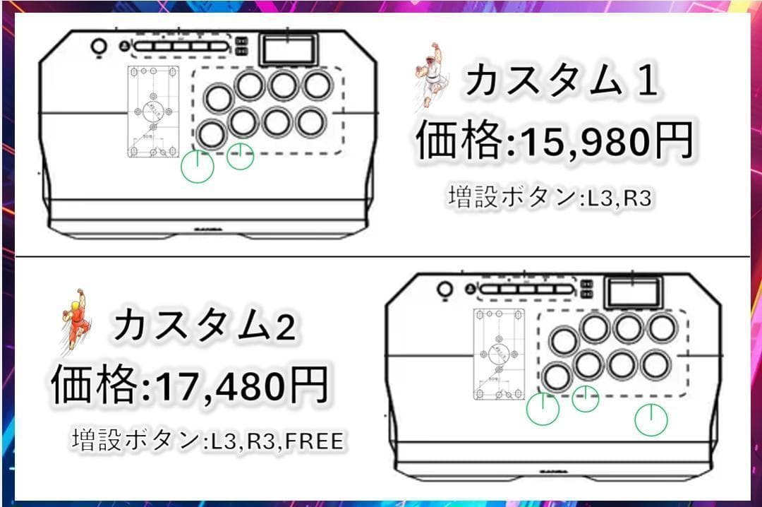 オーダーメイド Qanba Drone2 アケコンL3,R3 ボタン増設カスタム