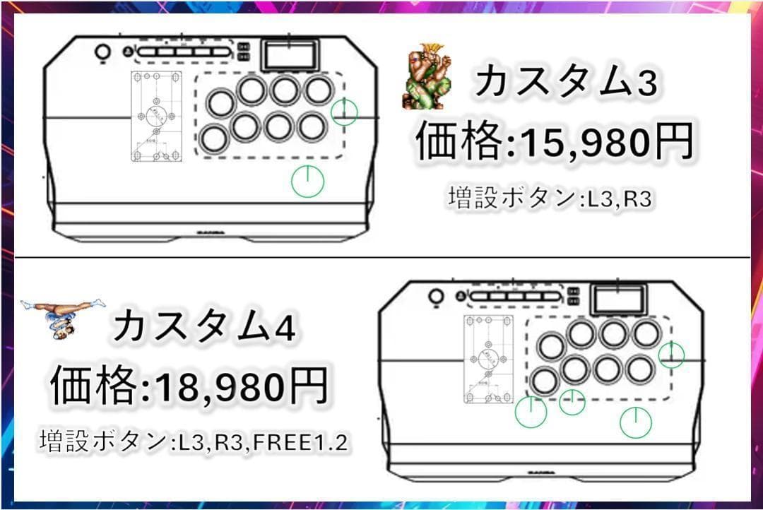 オーダーメイド Qanba Drone2 アケコンL3,R3 ボタン増設カスタム