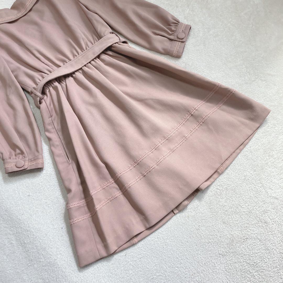 【未使用タグ付き】ウィルセレクション　くすみピンク　ワンピース　コート　リボン