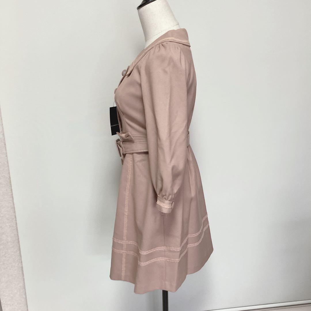 【未使用タグ付き】ウィルセレクション　くすみピンク　ワンピース　コート　リボン