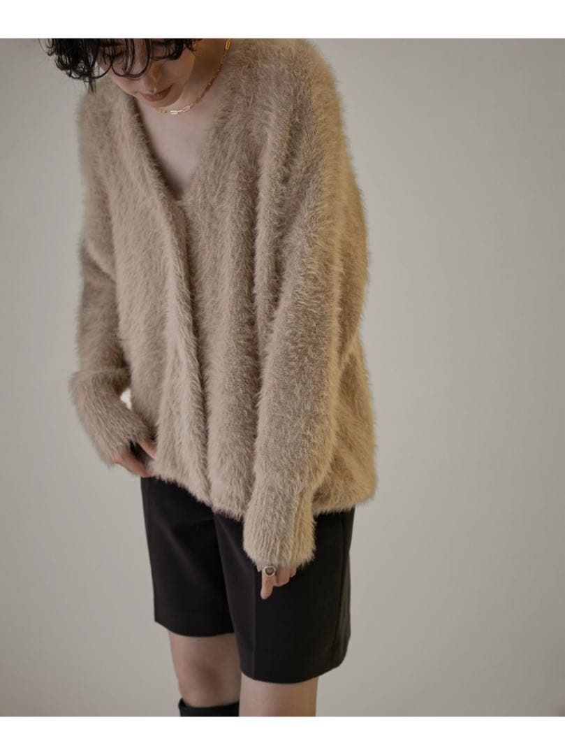 SALON adam et rope シャギーVネックニットカーディガン