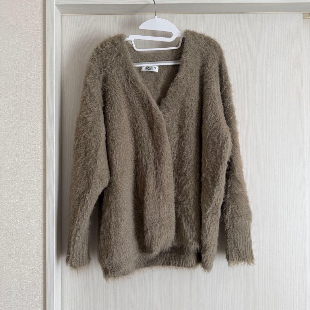 SALON adam et rope シャギーVネックニットカーディガン