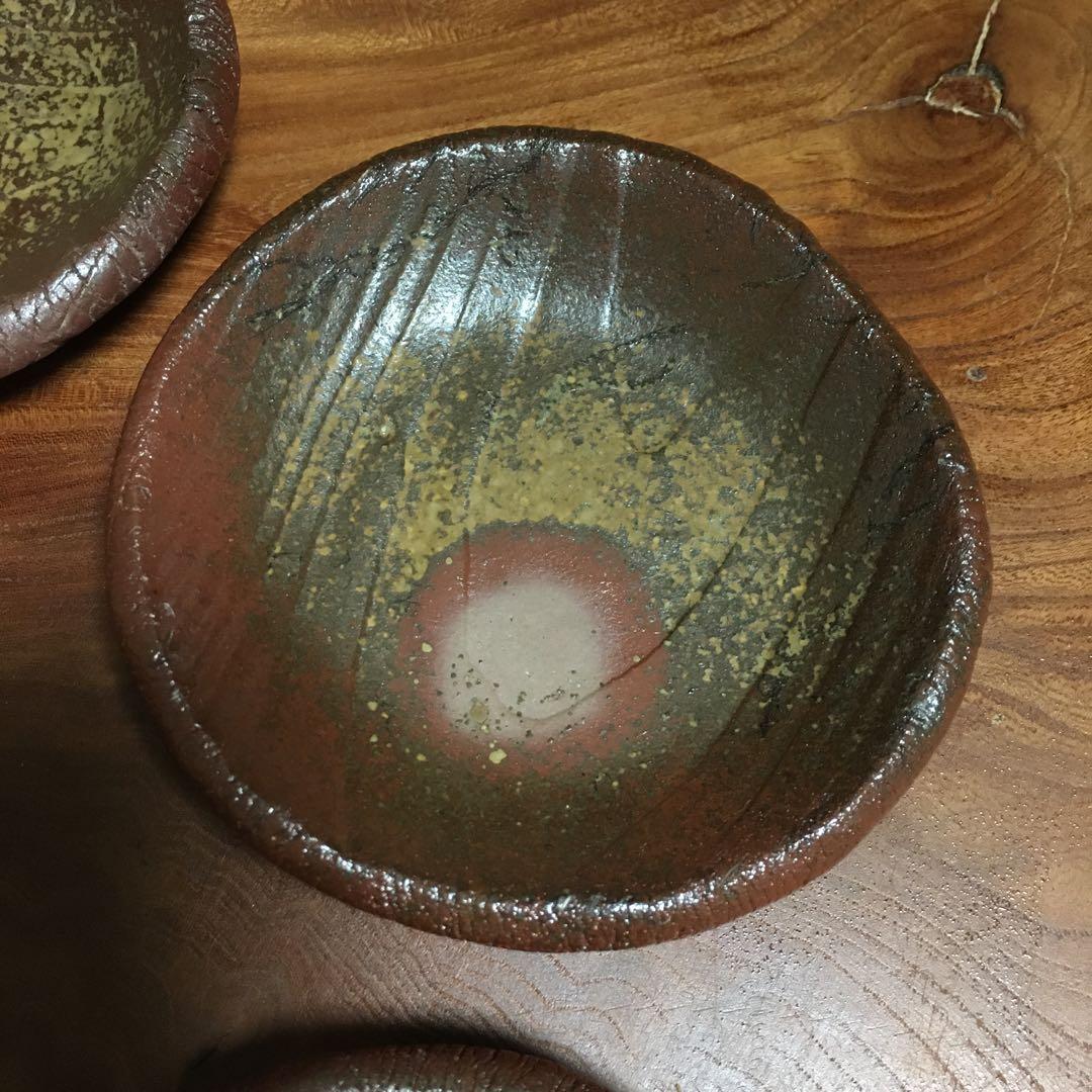 備前焼　牡丹　胡麻　たたき皿　タタキ皿　5客揃