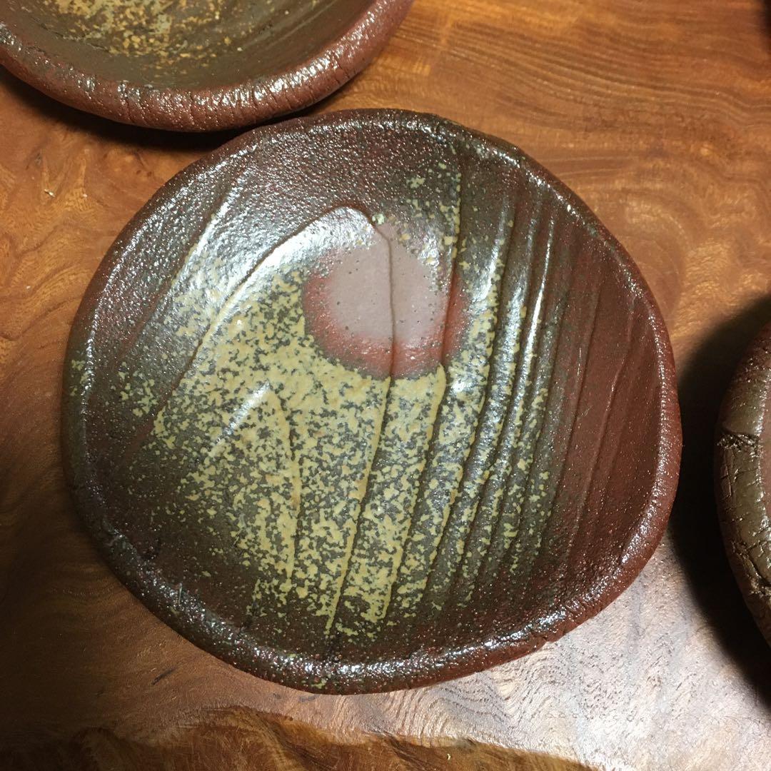 備前焼　牡丹　胡麻　たたき皿　タタキ皿　5客揃
