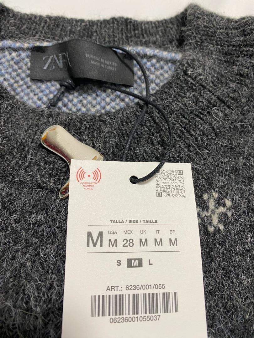 新品 ZARA ジャカードニットボタンカーディガン M 馬柄セーター