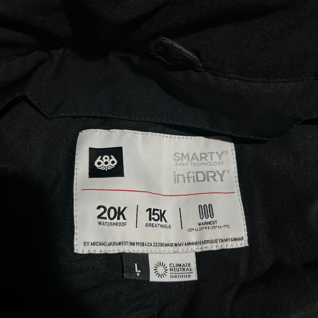 686 スノーボードウェア　ビブパンツ　サイズＬ ブラック　メンズ