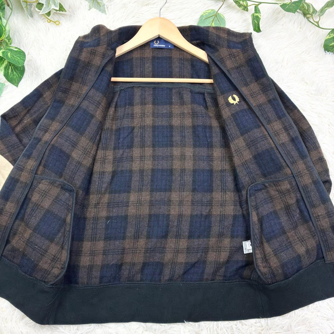 美品　フレッドペリー　ワンポイントロゴ　チェック柄　ウール　スウィングトップ　M