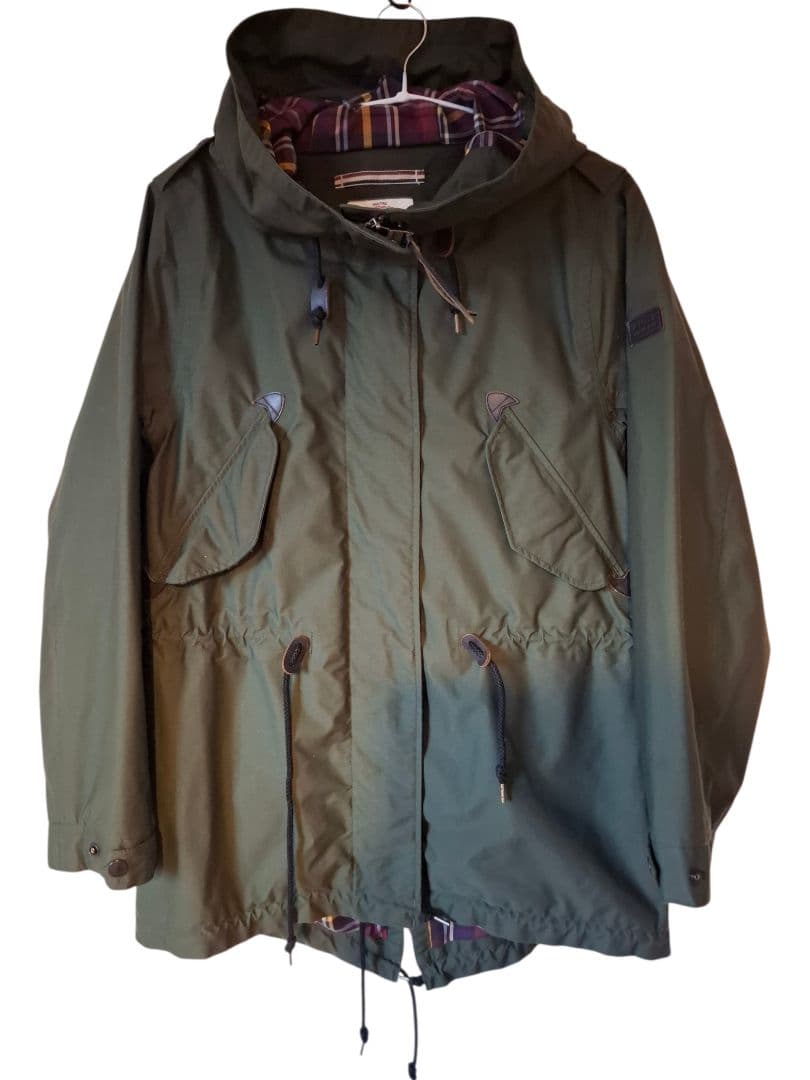 ​AIGLE エーグル モッズコート レディース M ナイロン チェック カーキ