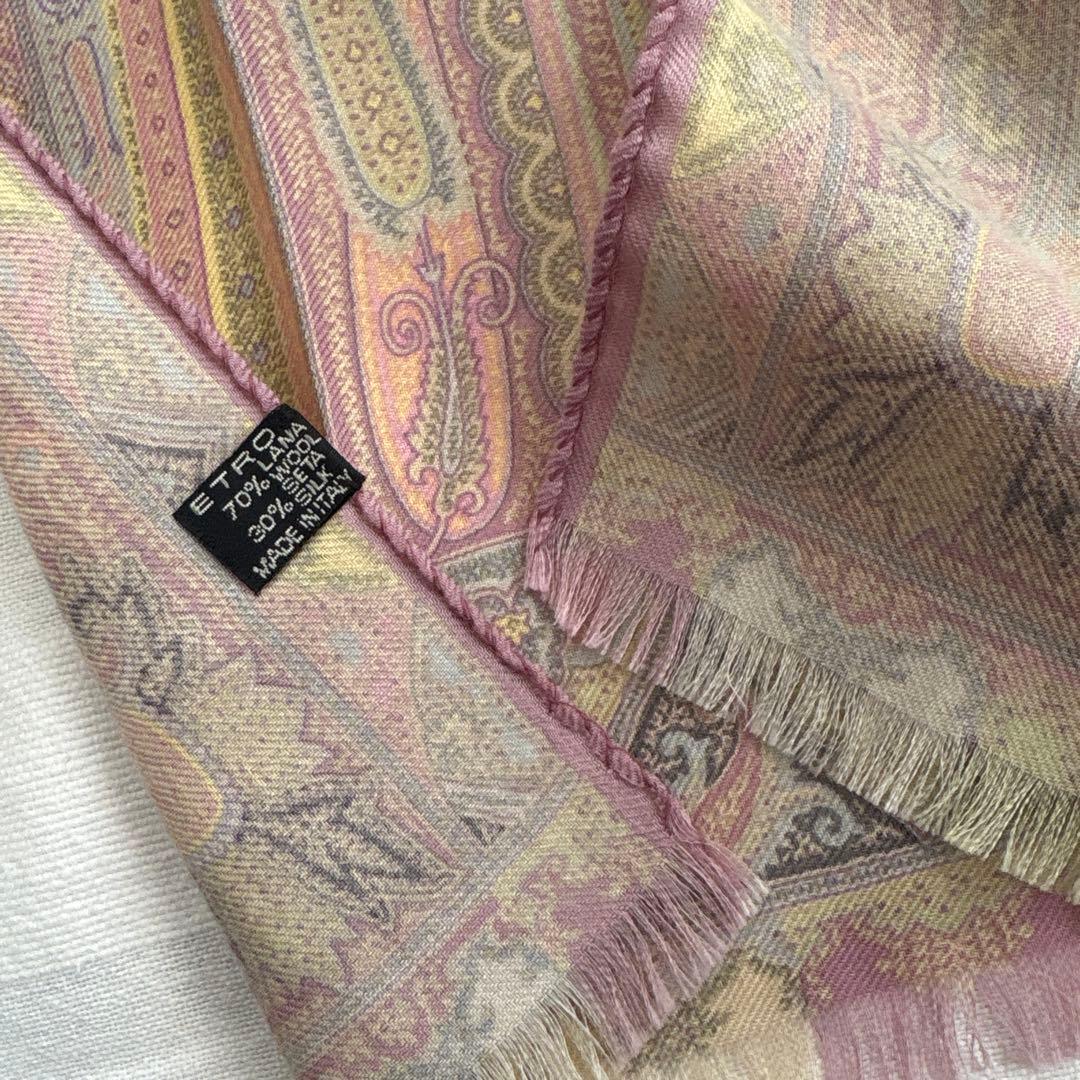 ETRO シルク&ウール　ストール　エトロ　ペイズリー　イタリア製　絹　毛
