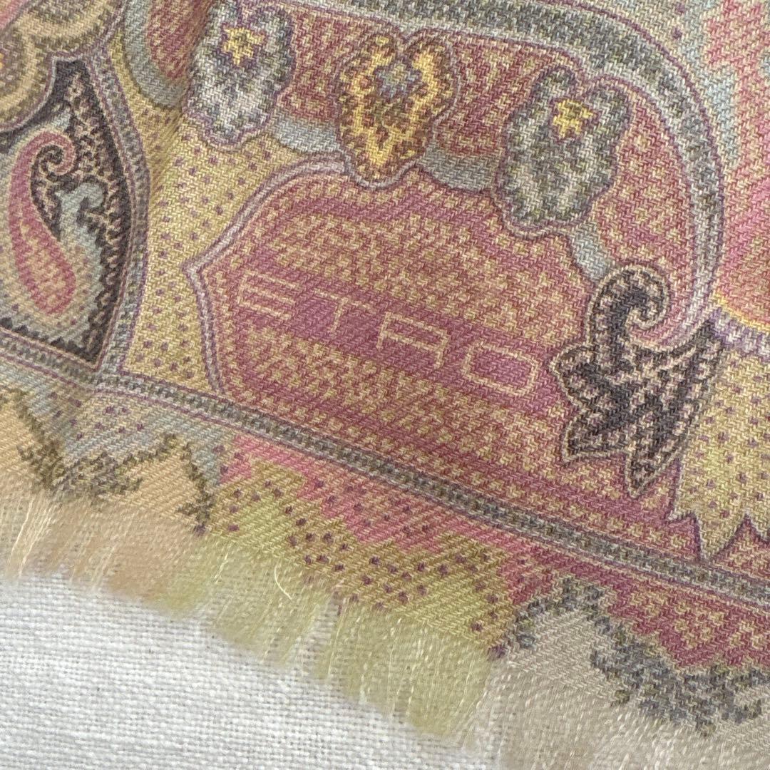 ETRO シルク&ウール　ストール　エトロ　ペイズリー　イタリア製　絹　毛