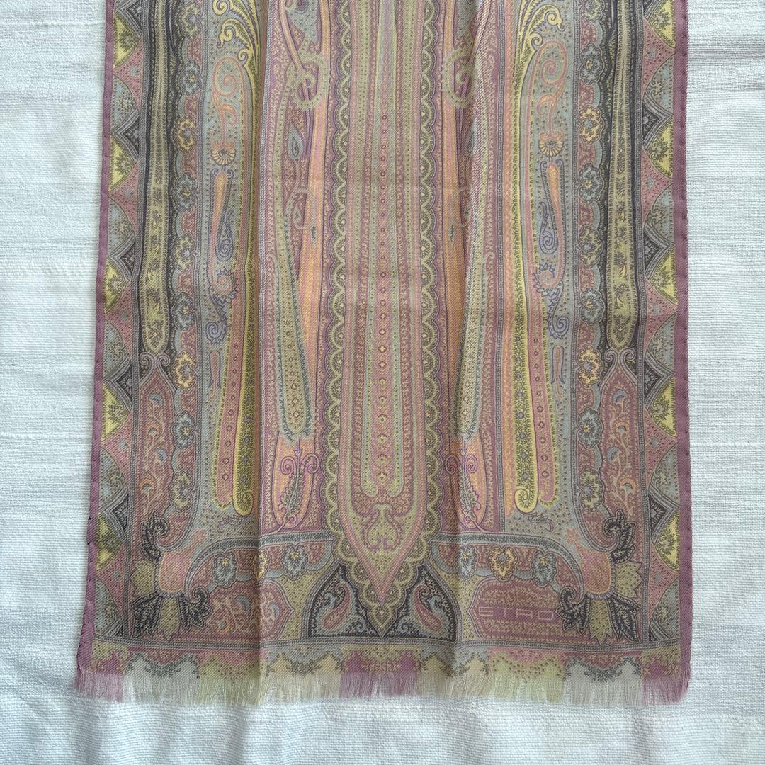 ETRO シルク&ウール　ストール　エトロ　ペイズリー　イタリア製　絹　毛