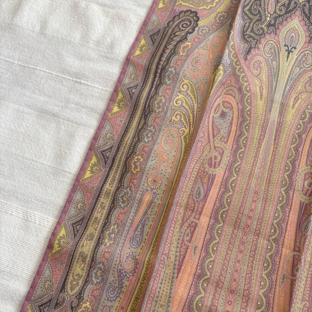 ETRO シルク&ウール　ストール　エトロ　ペイズリー　イタリア製　絹　毛