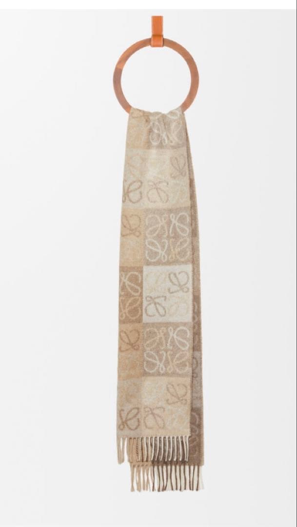 ★ロエベ★LOEWE★ チェッカーボードスカーフ★ウール＆カシミヤ★新品★