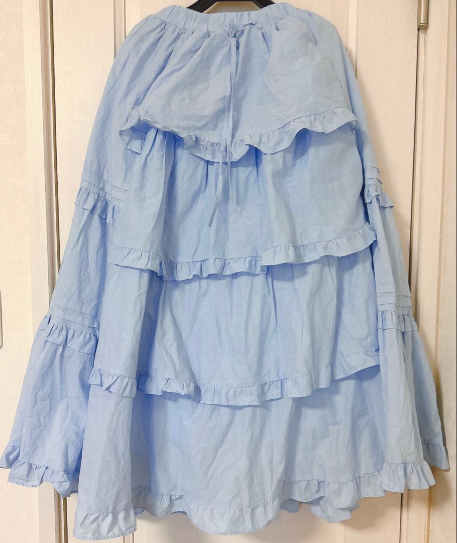 Chalmiere クラシックコットンスカート　ロングスカート　ブルー