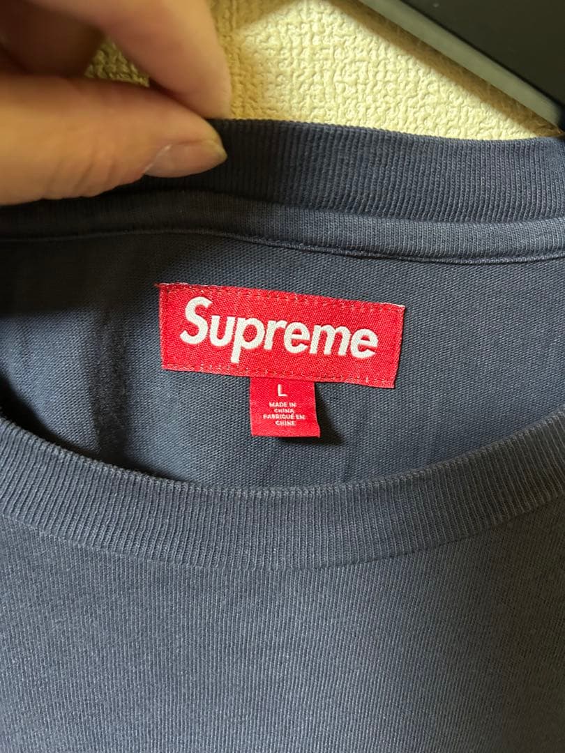 中古supreme Flocked Washed Tシャツ　ネイビーL